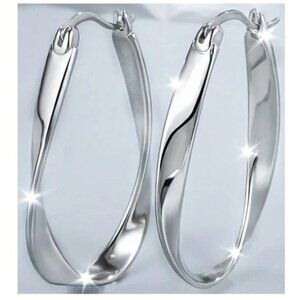 Elegant S925 Sterling Silver Mobius Twisted Design Women's Earrings